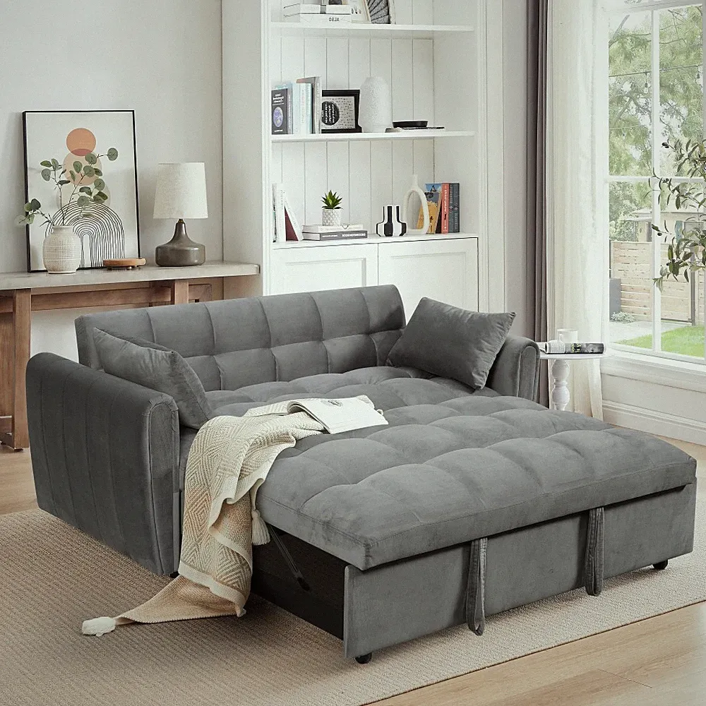 65-inch 3-in-1 foldable large-size sofa bed modern velvet double sofa