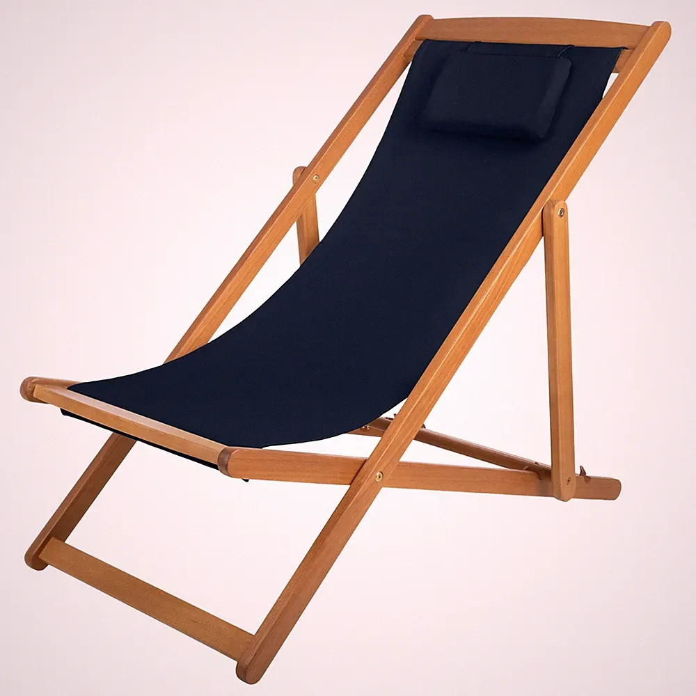 Beach Lounge Chair - Adjustable Height Reclining Sling Chair - Portable Wood...