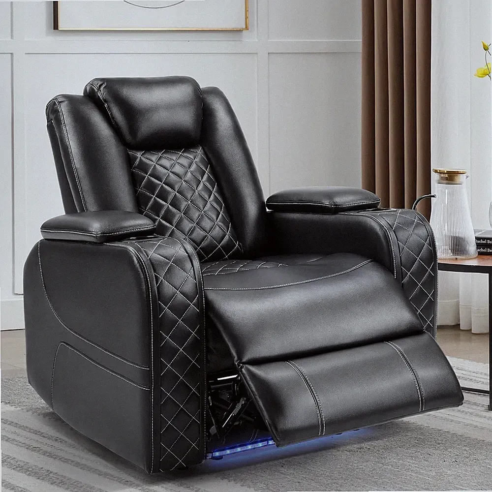 EBELLO Electric Power Recliner Chair Faux Leather Home Theater Seat w/ USB Ports