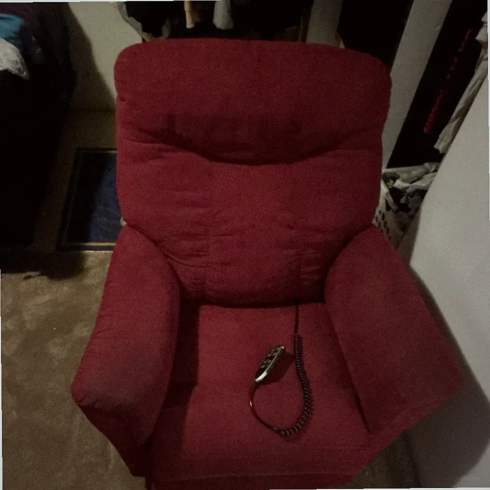 La-Z-Boy Red Electric Fabric Recliner Massage Chair with Remote Control