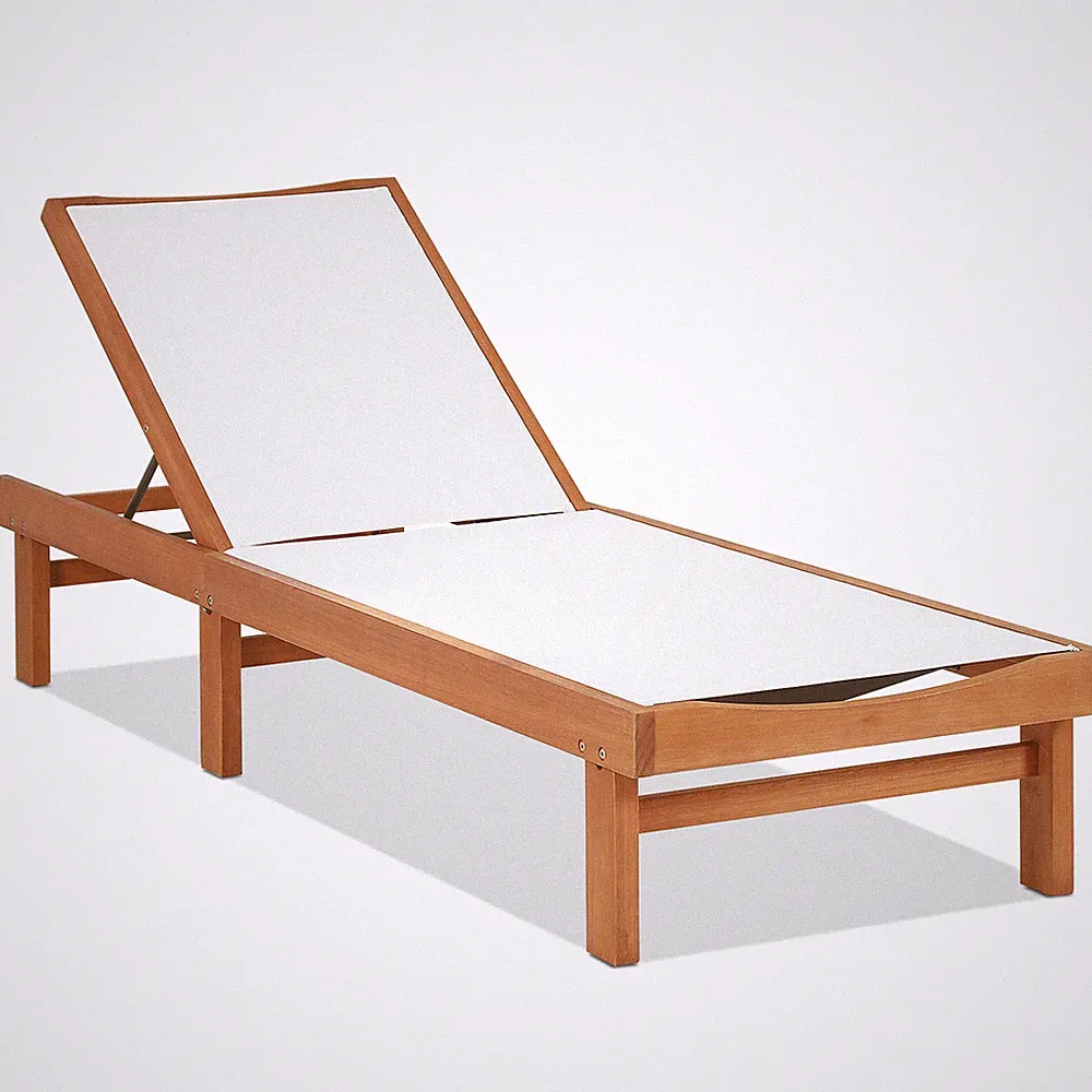 Topbuy 1PC/2PCS Outdoor Chaise Lounge Chair, Eucalyptus Wood Recliner w/